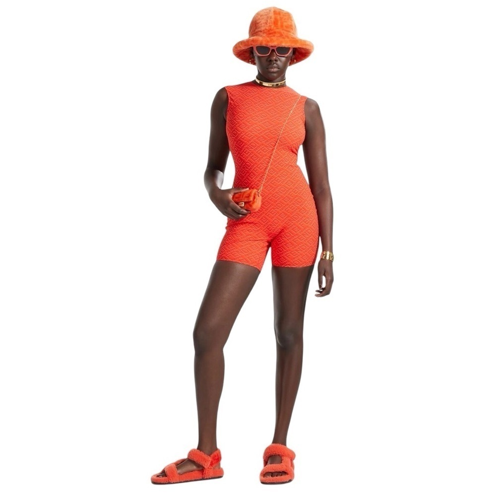 FENDI x SKIMS Sleeveless Mid Thigh Bodysuit‎ Romper in Georgia